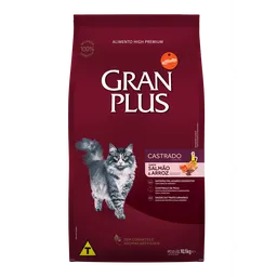 Ração Gran Plus Gatos Adultos Castrados Salmão e Arroz 10,1kg