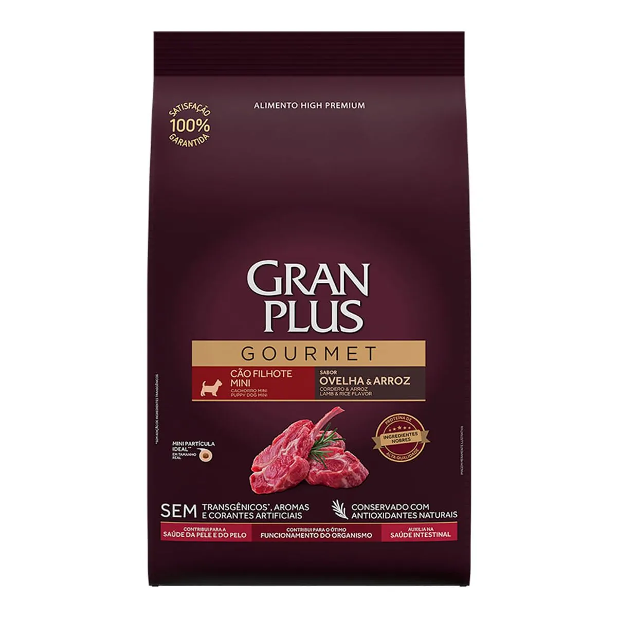 Ração Gran Plus Gourmet Cães Filhotes Porte Mini e Pequeno Ovelha e Arroz 1kg