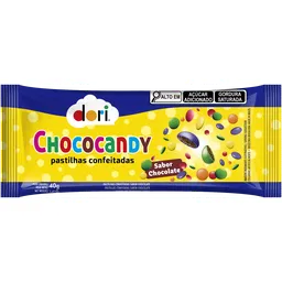 Pastilhas confeitadas Chococandy sabor chocolate com 18 unidades de 40g -Dori