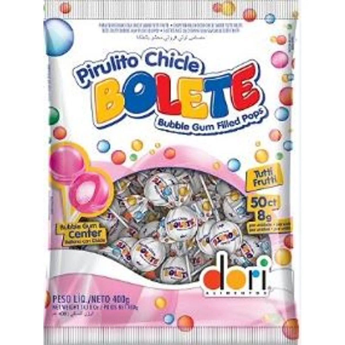 Pirulito sabor Tutti-Frutti Pacote com 400g - Bolete
