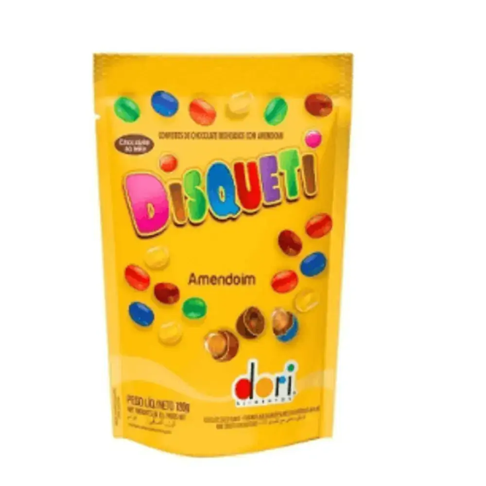Pastilhas de chocolate confeitadas com amendoim 120g - Disqueti