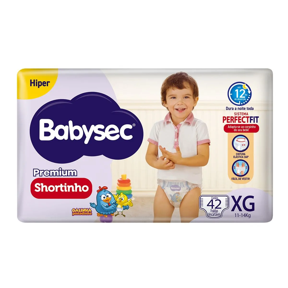Fralda Babysec Galinha Pintadinha Shortinho Hiper Xg 42 Unids