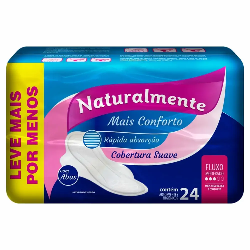 Absorvente Naturalmente Mais Conforto C/ Abas 24un Leve+por-