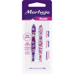 Pinça para Sobrancelhas Merheje Basic Decorada 2 Unidades
