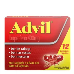 Analgésico e Anti-inflamatório Advil 400mg 12 Cápsulas Liquidas