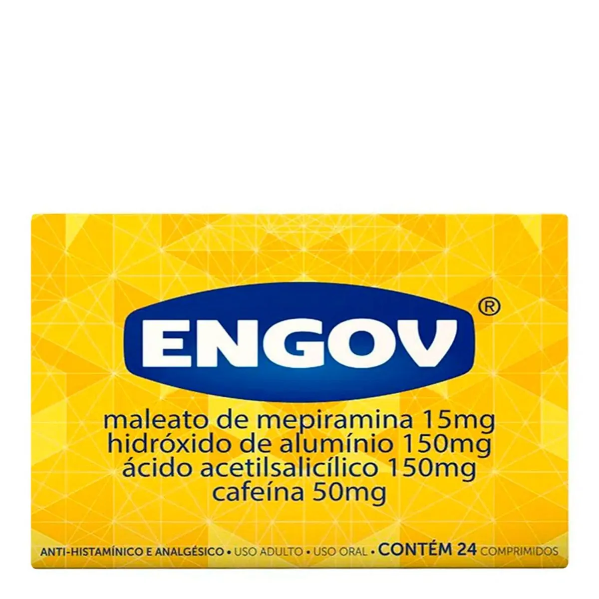 Analgésico e Antialérgico Engov 15mg + 150mg + 150mg + 50mg 24 Comprimidos