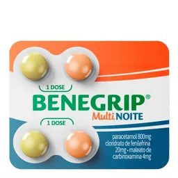 Antigripal, Analgésico, Antitérmico, Antialérgico e Descongestionante Benegrip Multi Noite 800mg + 2