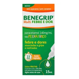 Antigripal, Analgésico, Antitérmico e Antialérgico Benegrip Multi Febre e Dor 140mg/mL 15mL