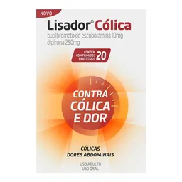 Antiespasmódico, Antitérmico e Analgésico Lisador Cólica 10mg + 250mg 20 Comprimidos Revestidos
