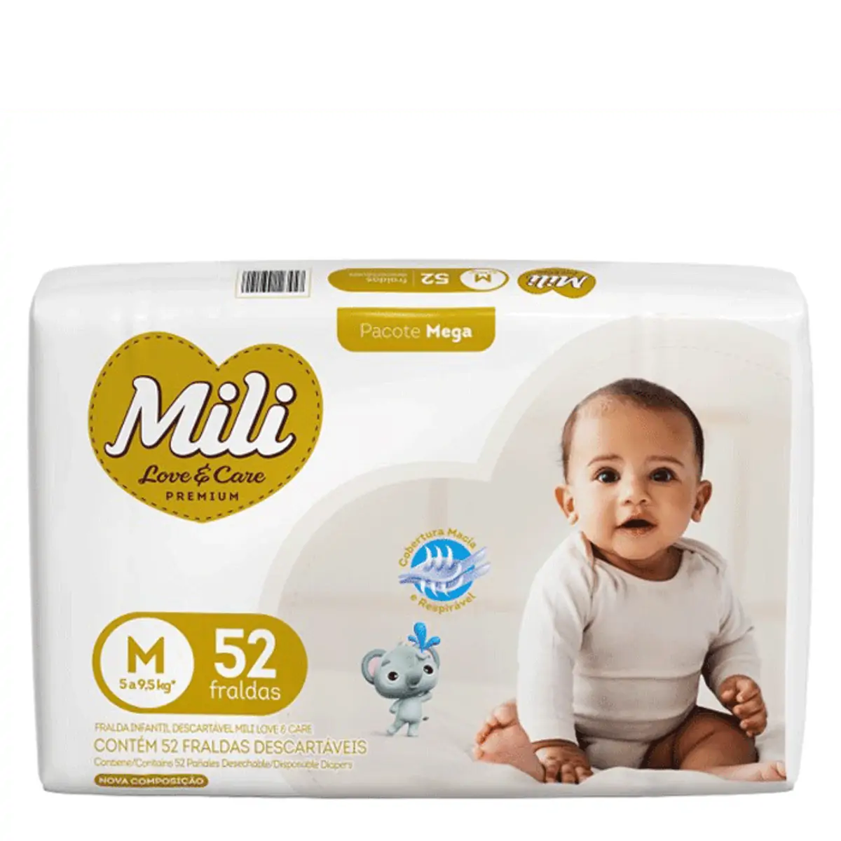 Fralda Mili Love & Care Premium M 52 Unidades