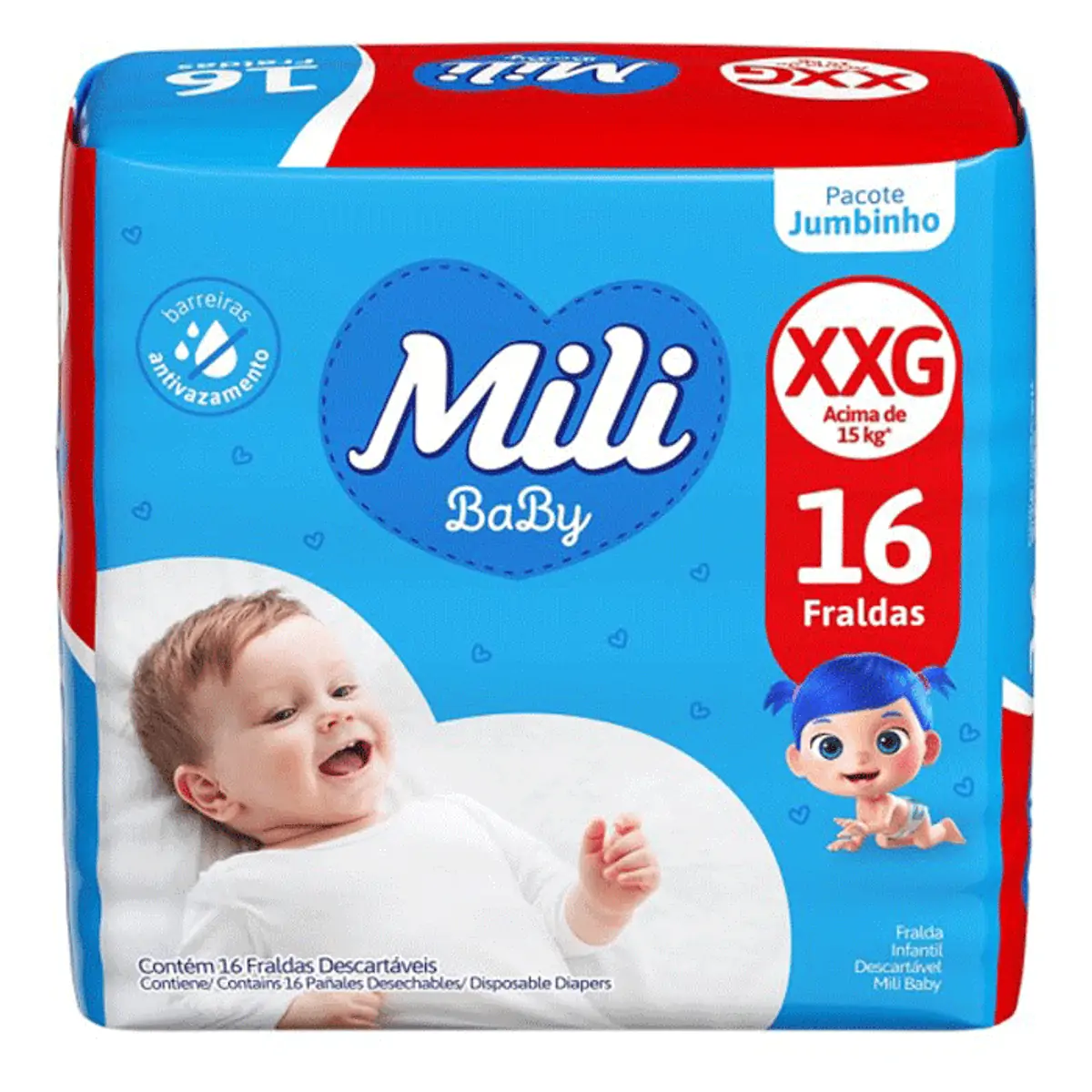 Fralda Mili Baby XXG 16 Unidades