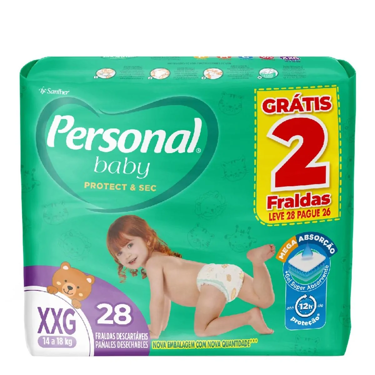 Fralda Personal Baby Protect & Sec XXG 28 Unidades