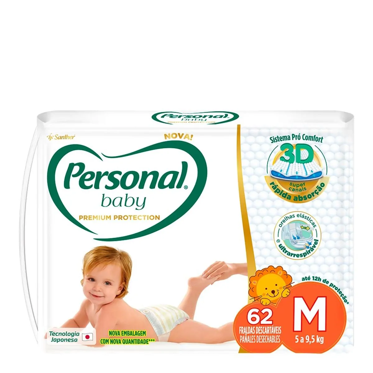 Fralda Personal Baby Premium Protection M 62 Unidades