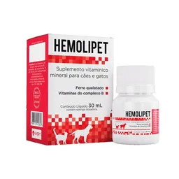 Suplemento Vitamínico Avert Hemolipet para Cães e Gatos 30ml