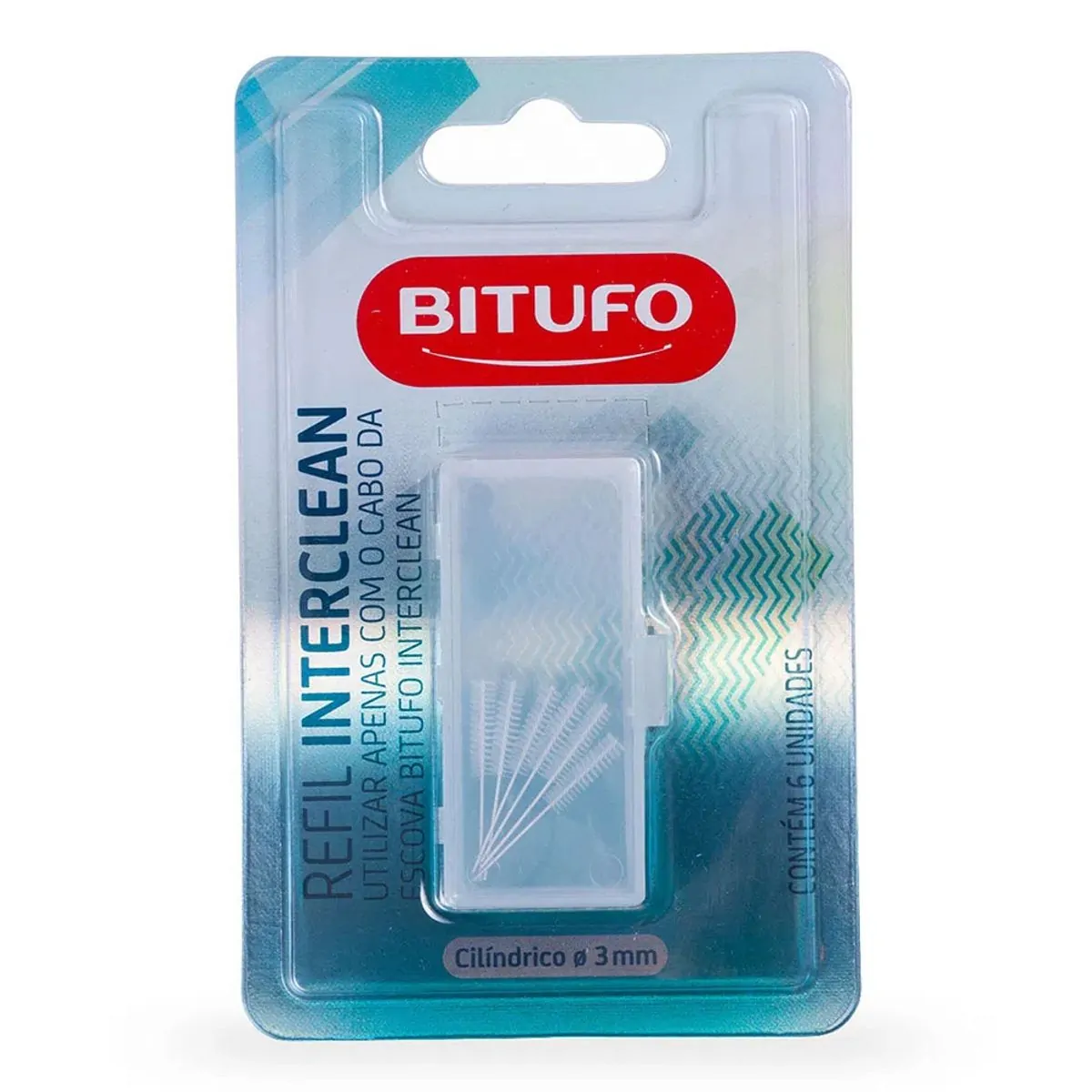 Refil para Escova de Dente Bitufo Interclean Cilíndrico 3mm 6 Unidades