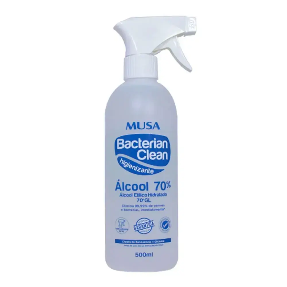 Álcool Etílico Hidratado 70% Bacterian Clean Spray 500ml