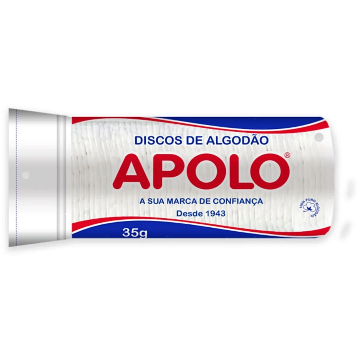 Algodão Hidrófilo em Disco Apolo - Embalagem Abre e Fecha - 35g