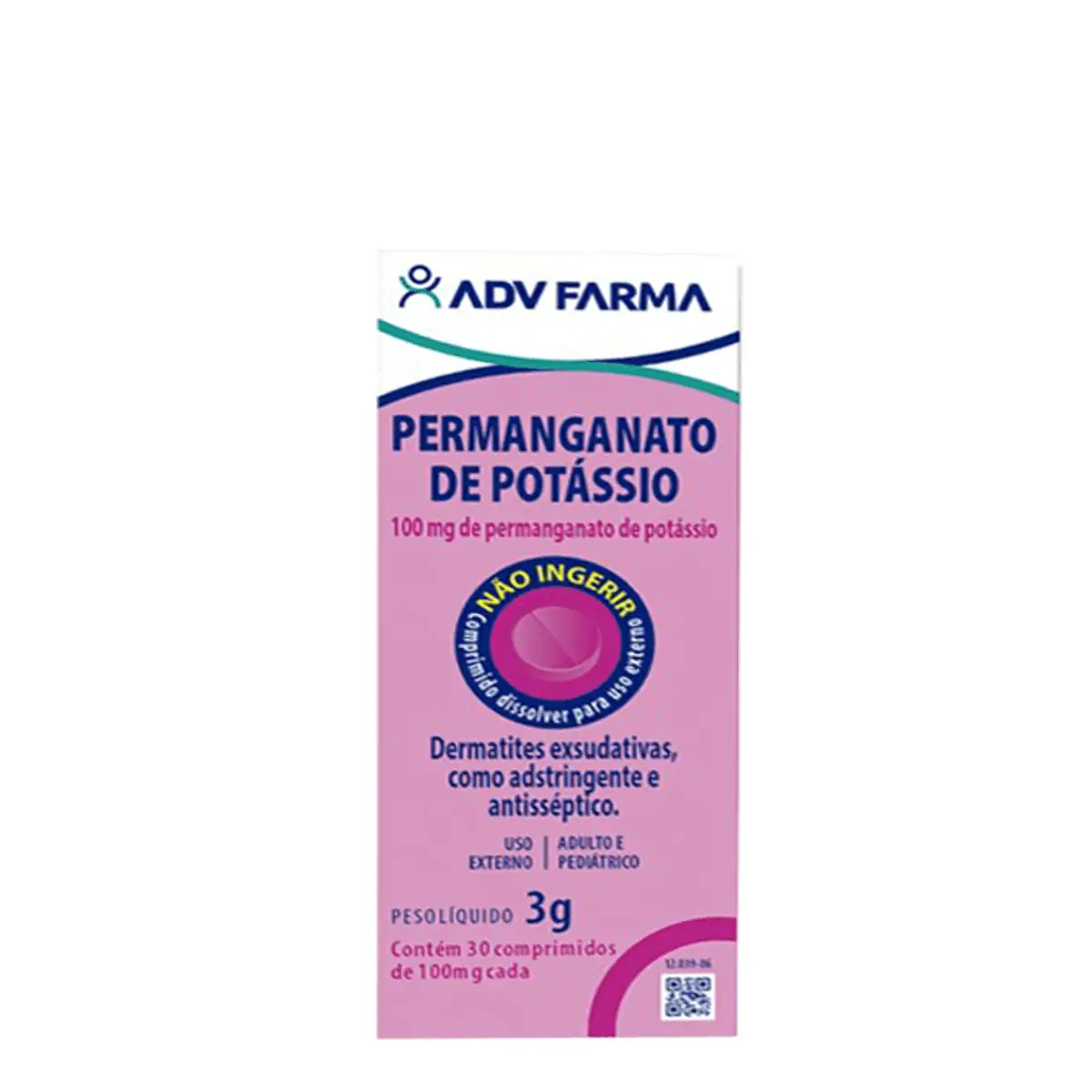 Permanganato De Potássio 100mg ADV Farma 30 Comprimidos Para Uso Externo