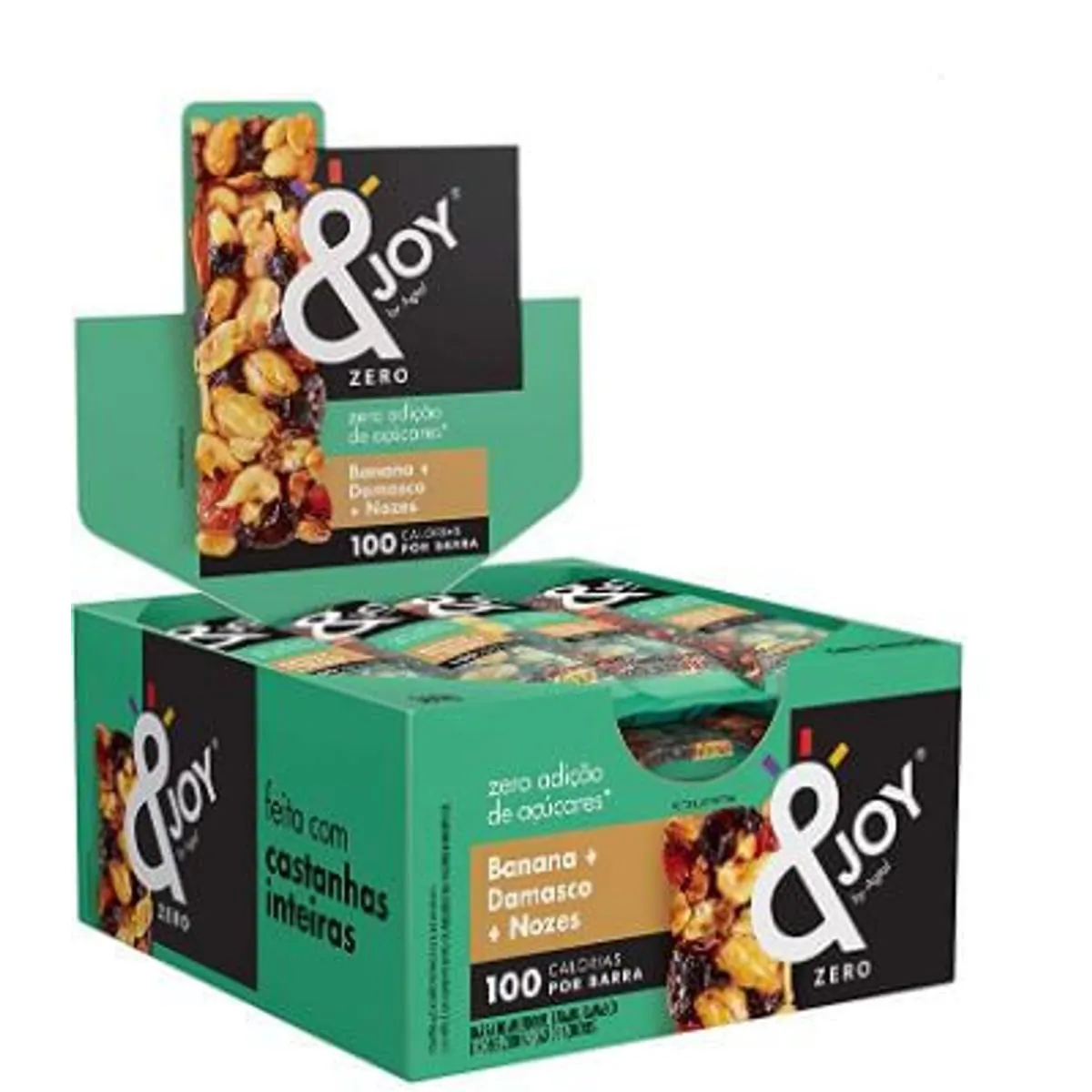 Barra de cereal zero com banana, damasco e nozes caixa com 12 unidades de 25g - Nuts&Joy