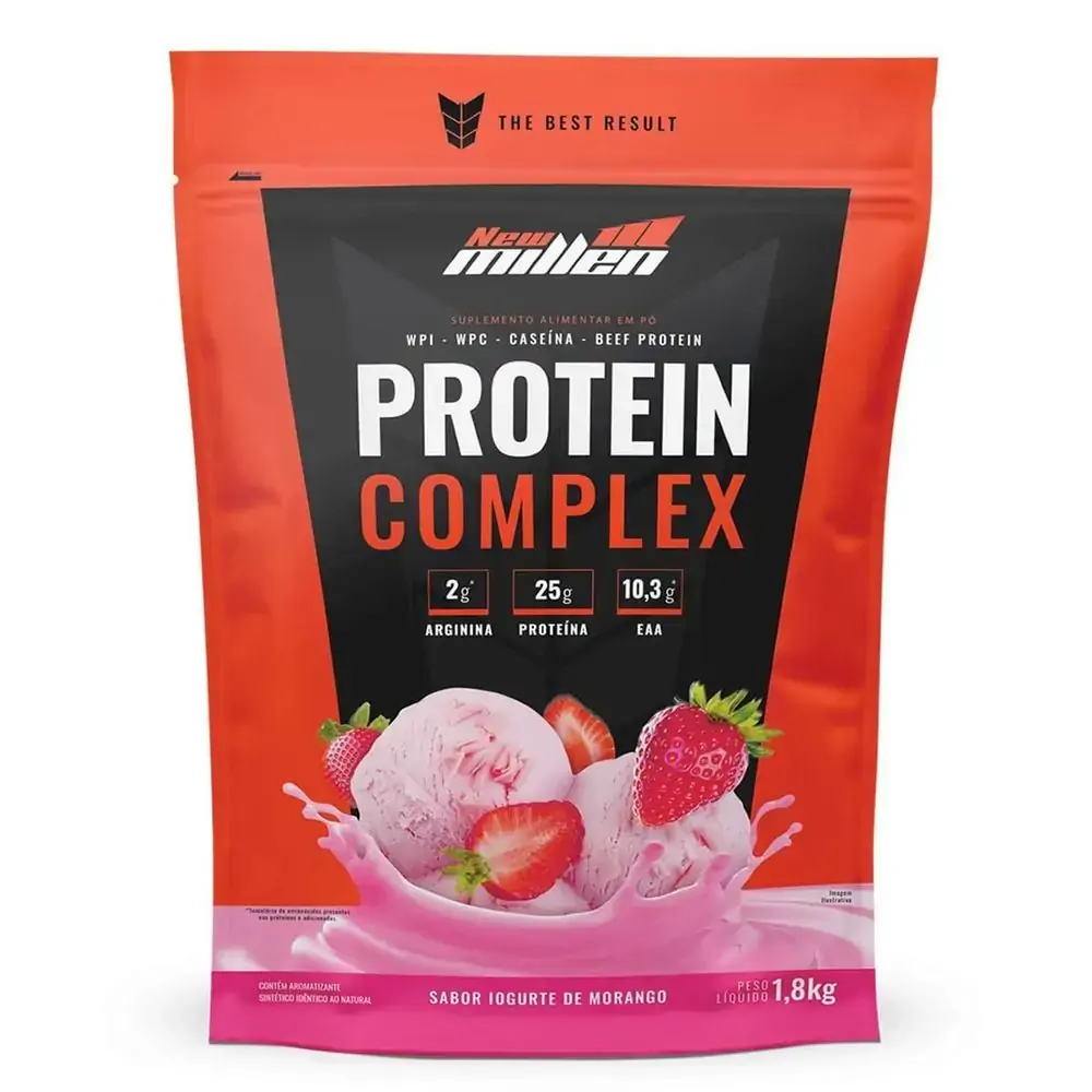 Whey Protein Complex Refil Morango 1.8kg New Millen