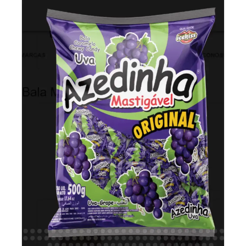 Bala mastigável azedinha sabor uva 500g - Icekiss