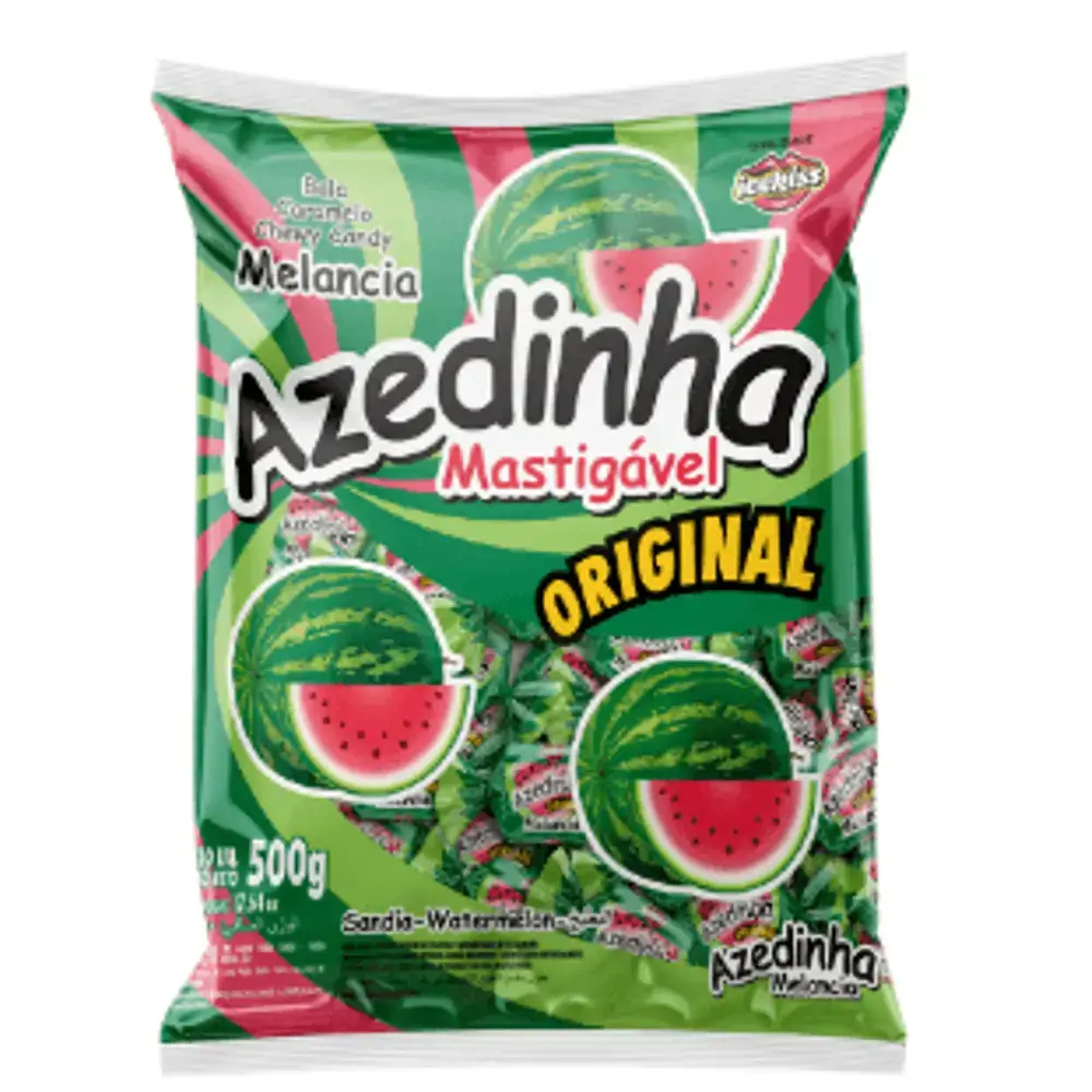 Bala mastigável azedinha sabor melancia 500g - Icekiss