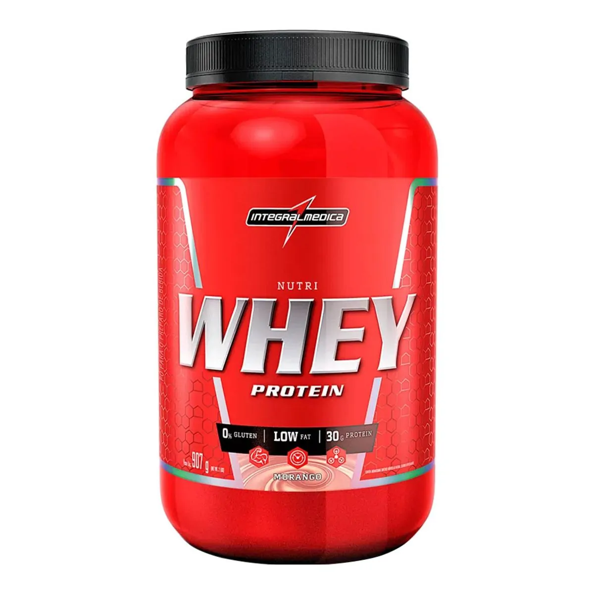 Nutri Whey Protein Integral Médica Morango 907g