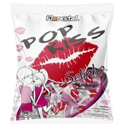 Pirulito sabor morango pacote com 500g - Pop kiss