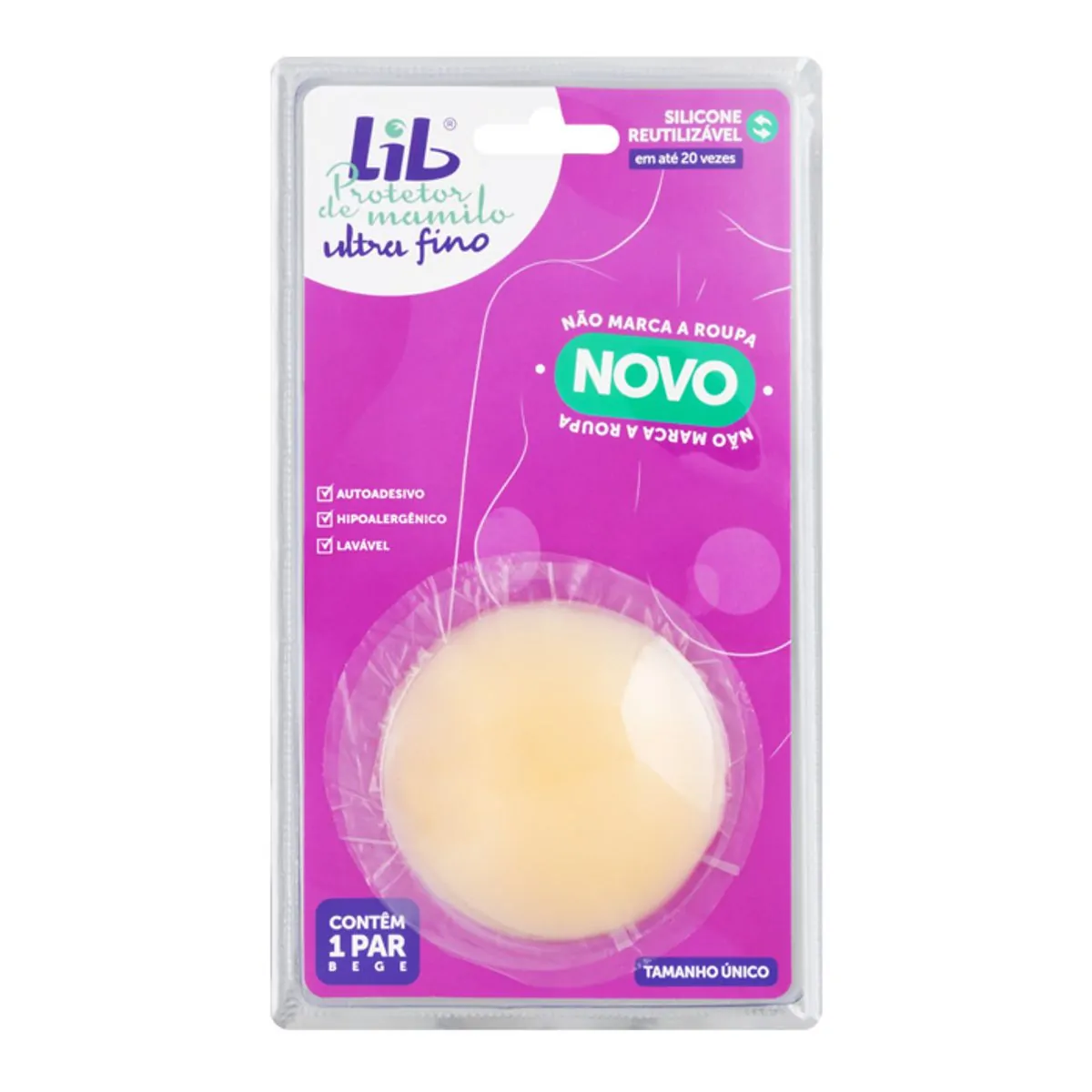 Protetor De Mamilo Lib Ultra Fino Bege Tamanho Único 1 Par