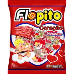 Pirulito de Coração Vermelho Pacote com 500g - Flopito