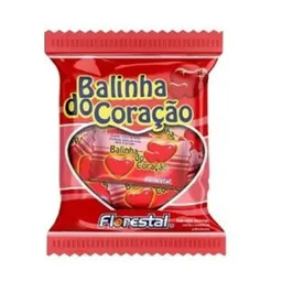 Bala de coração sabor morango pacote 400g - Florestal