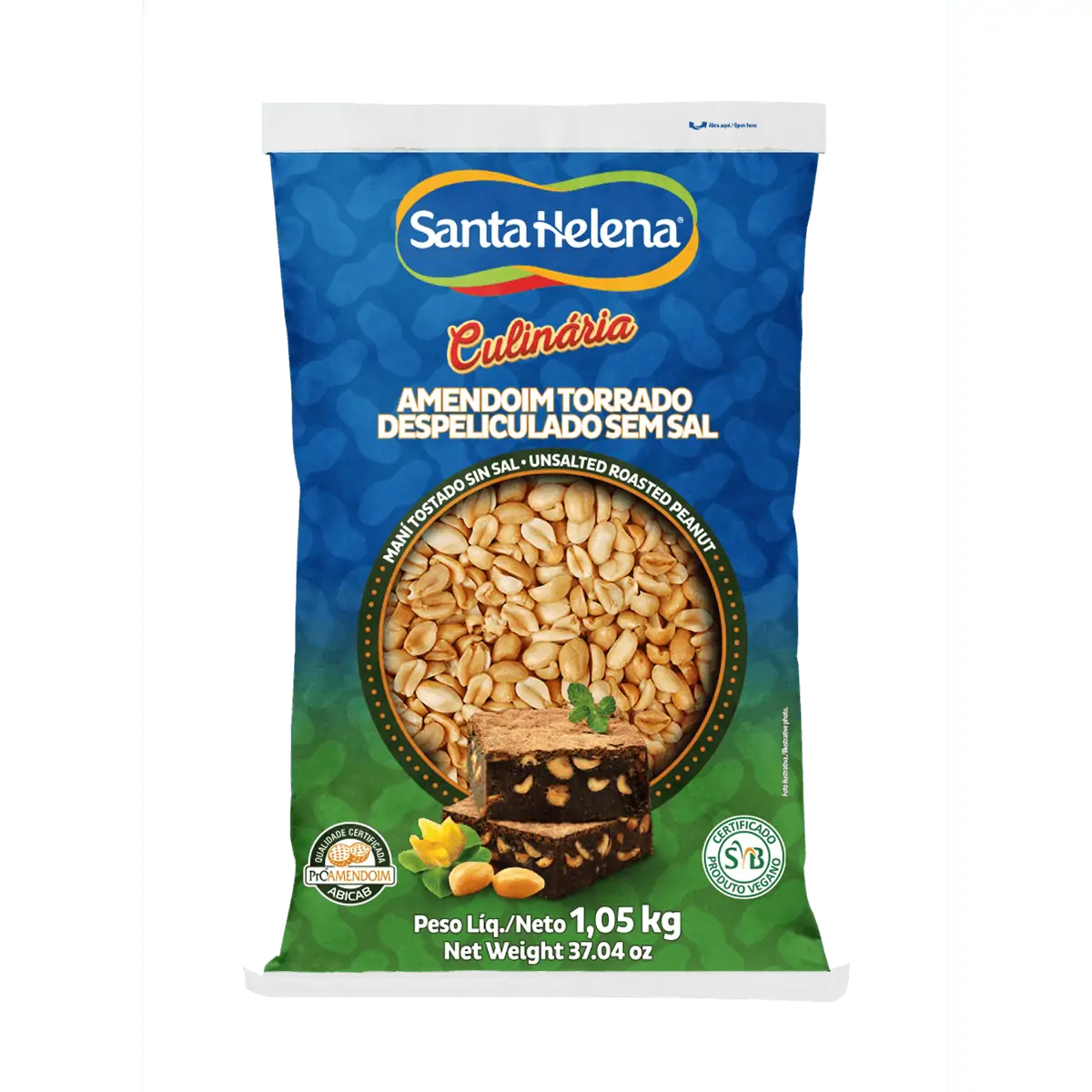 Amendoim torrado despeliculado sem sal 1kg - Santa Helena