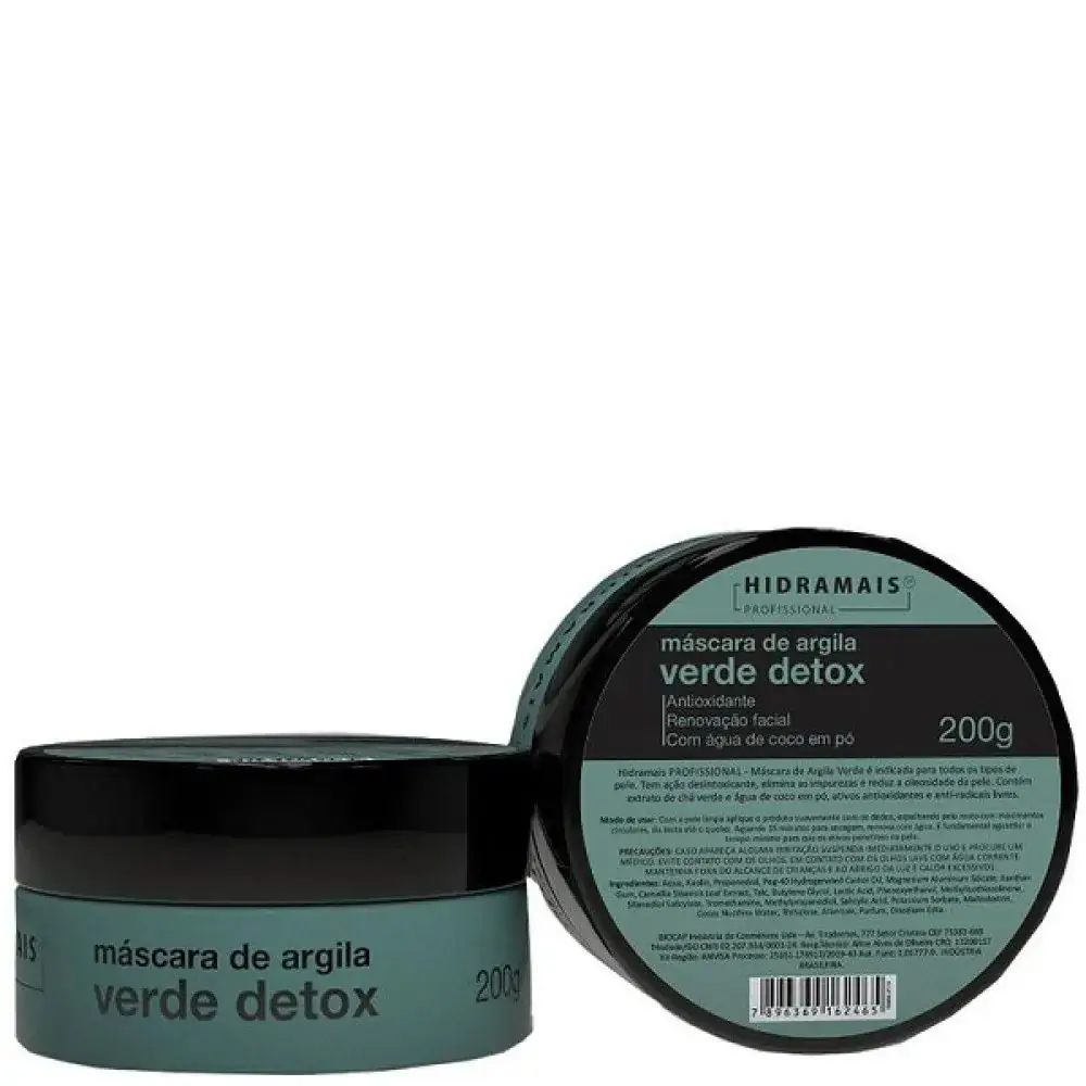Máscara de Argila Verde Detox - Hidramais - 200g - Máscara Facial Hidramais - Argila Verde - 200g