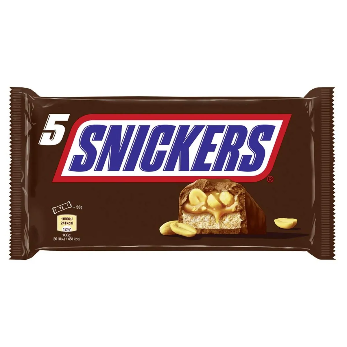 Barra de chocolate sabor original com 5 unidades de 45g cada- Snickers