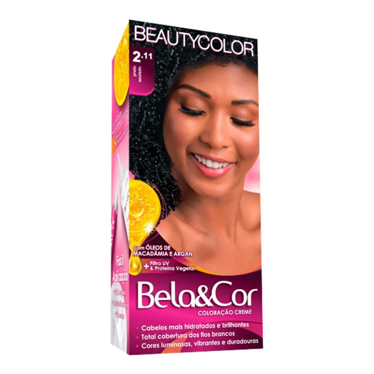 Coloração Permanente Beauty Color Bela&Cor Preto Azulado 2.11