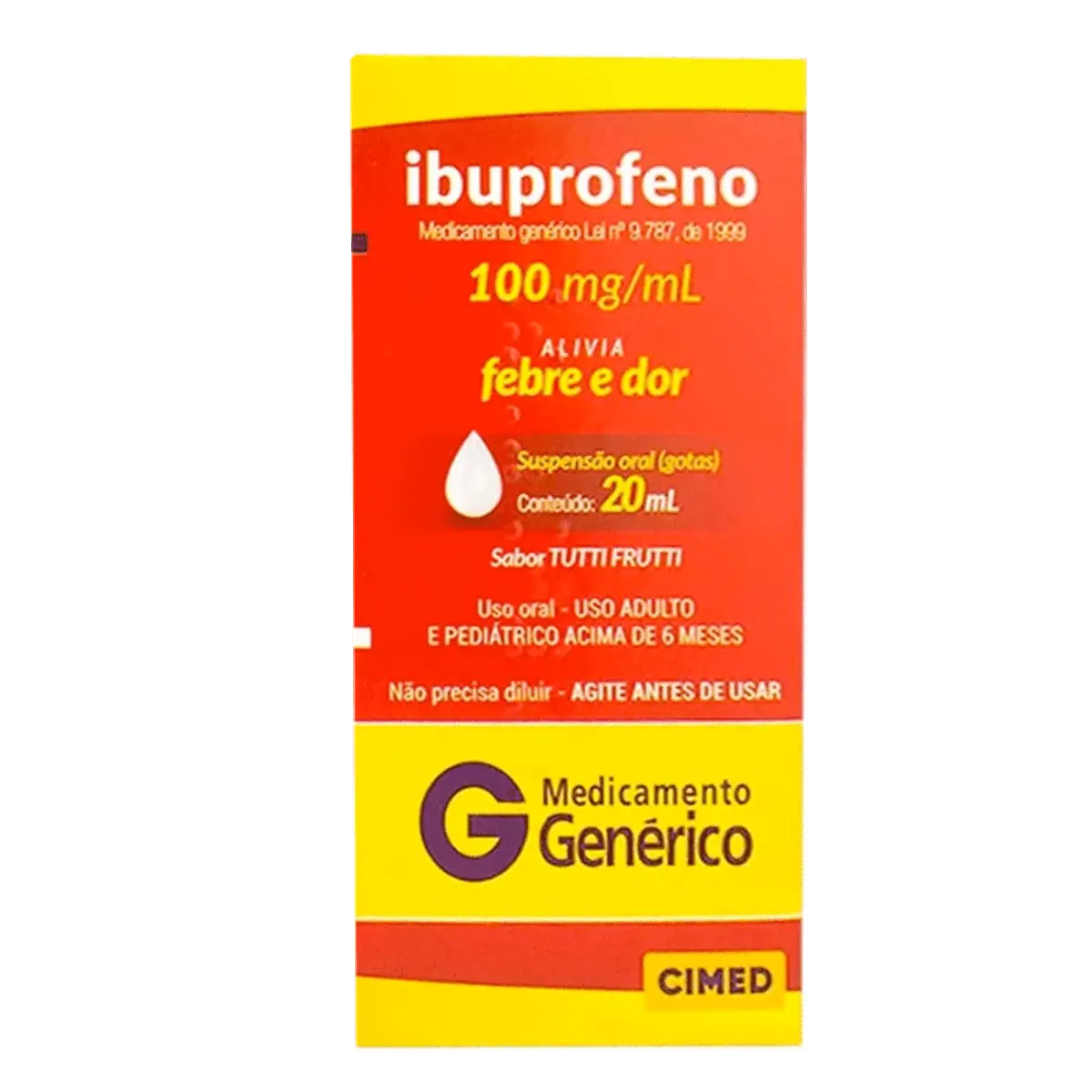 Analgésico, Anti-inflamatório e Antitérmico Ibuprofeno 100mg/ml Genérico Cimed 20ml