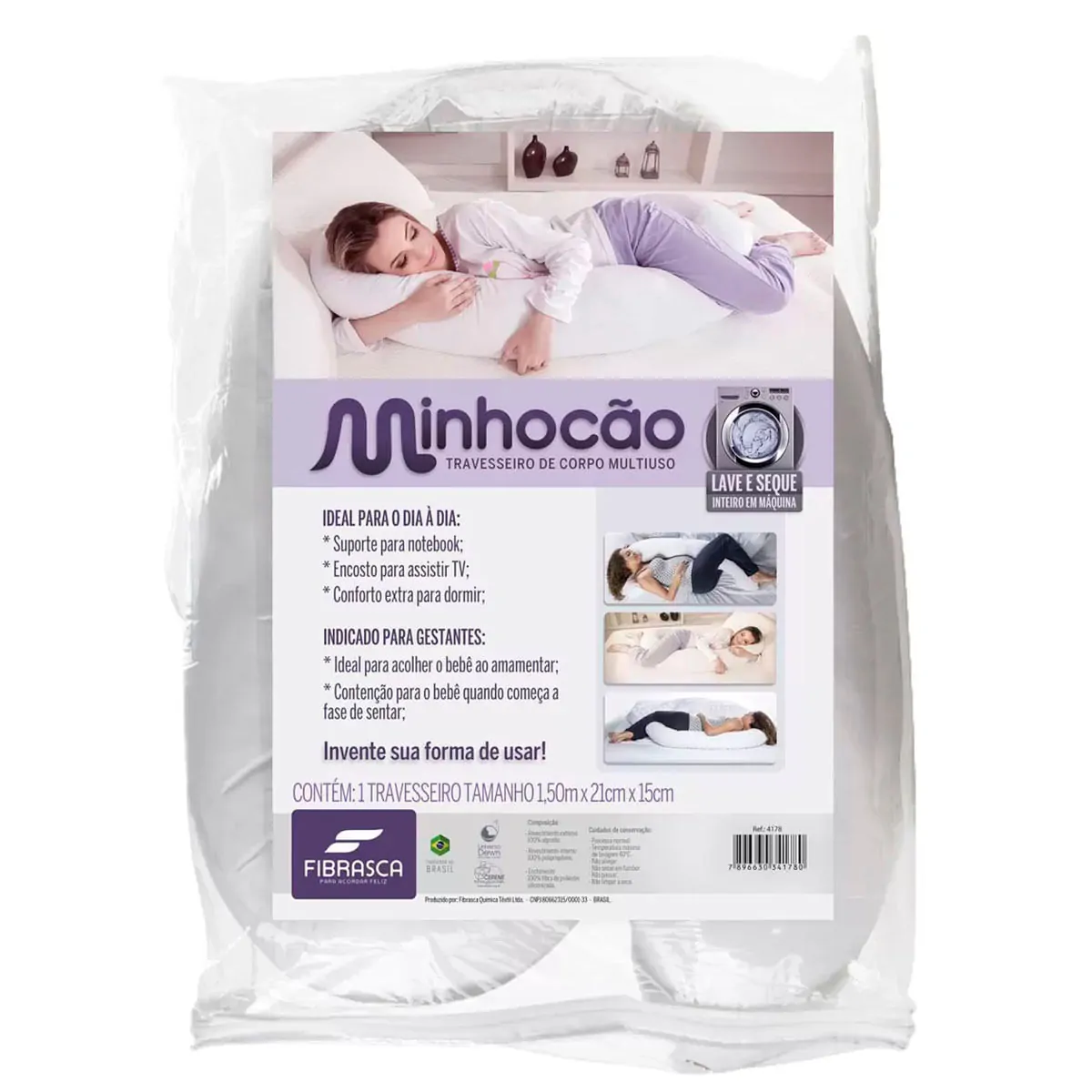 Travesseiro Multiuso Minhocão Fibrasca -  1,50Mx21Cm - 4178