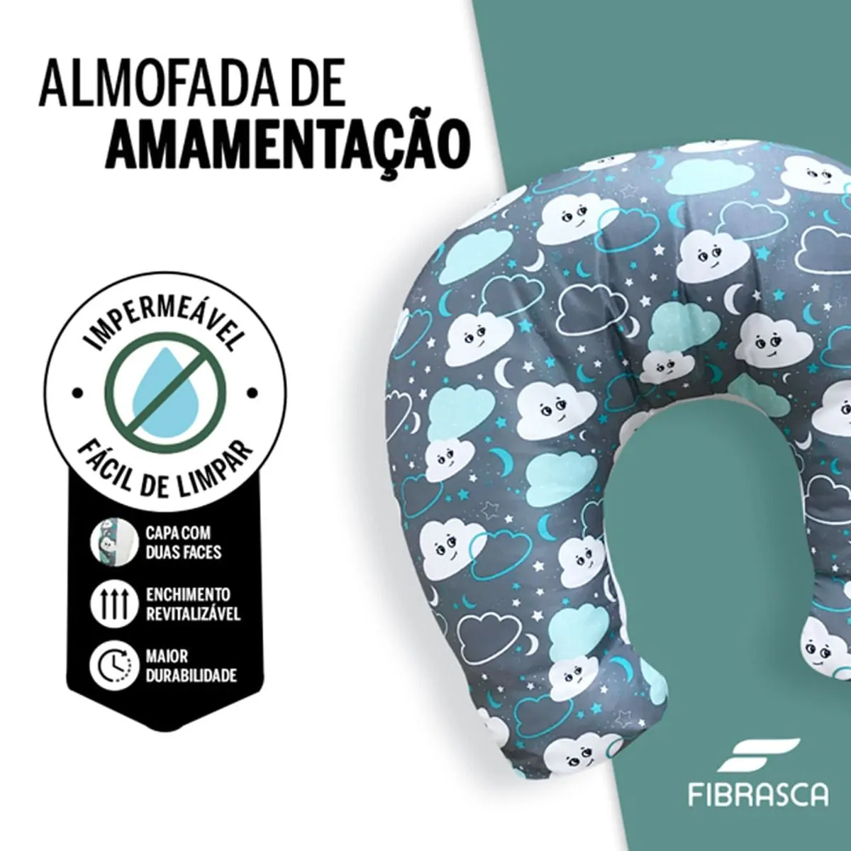 Almofada De Amamentação Impermeavel Fibrasca Nuvem - Almofada Amamentacao