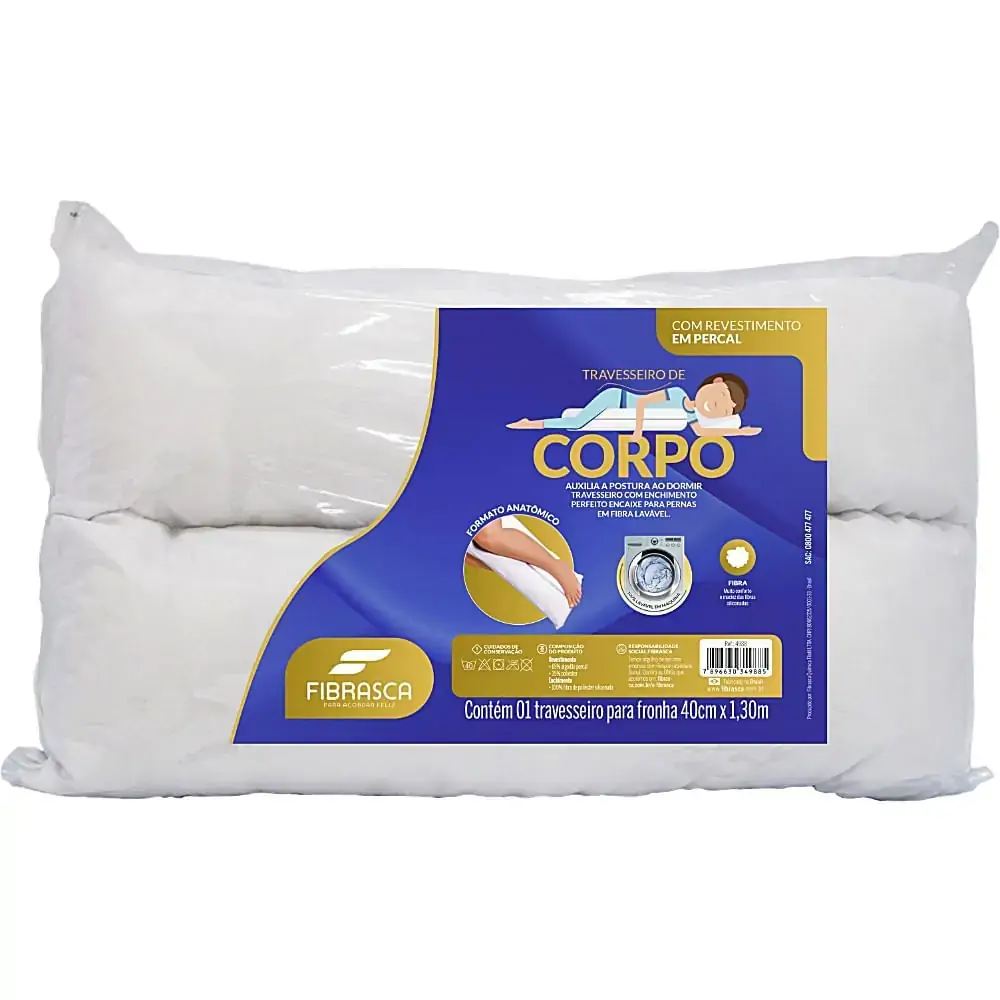 Travesseiro De Corpo Fibrasca - 40 Cm X 1,30 M - 4988