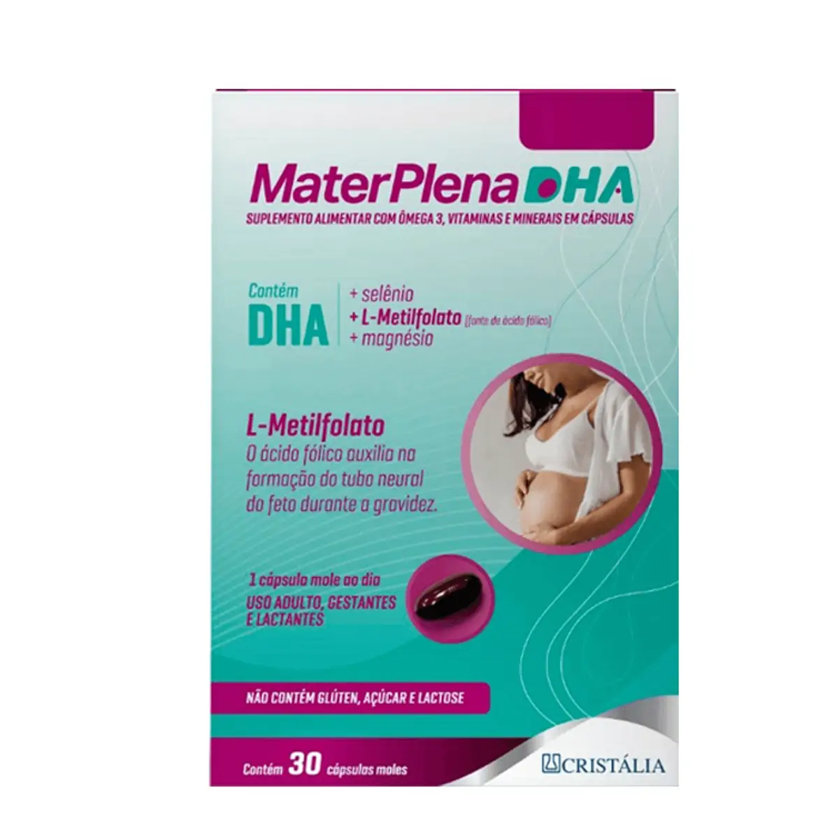 Suplemento Alimentar Materplena DHA Cristália 30 Cápsulas Moles