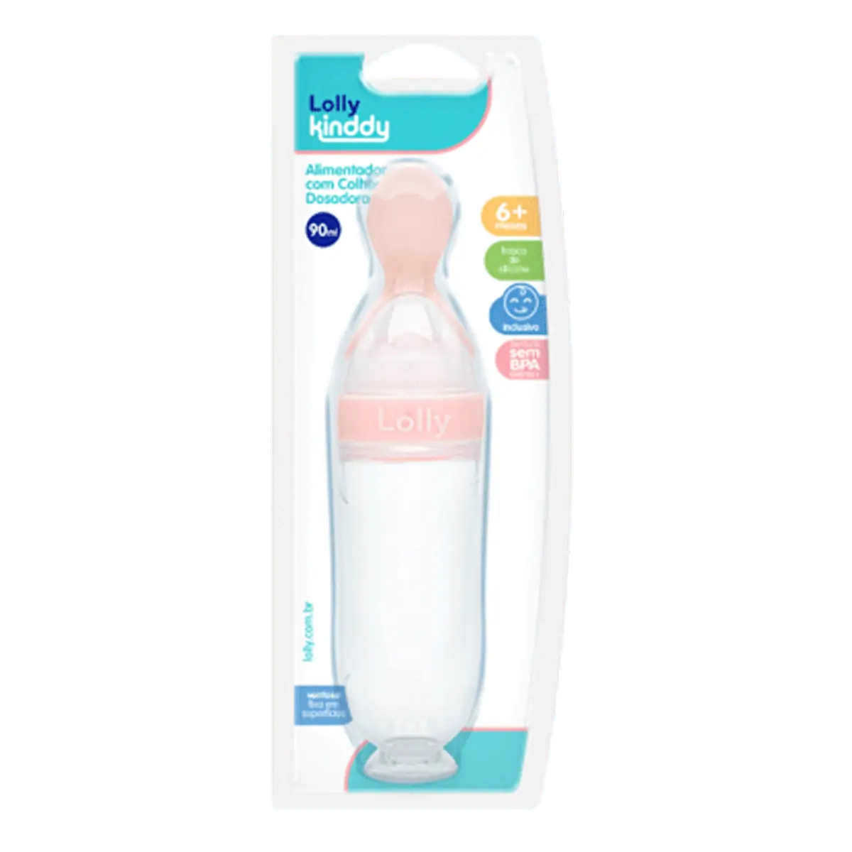 Alimentador Colher Dosadora Lolly Kinddy Rosa 1 Unidade