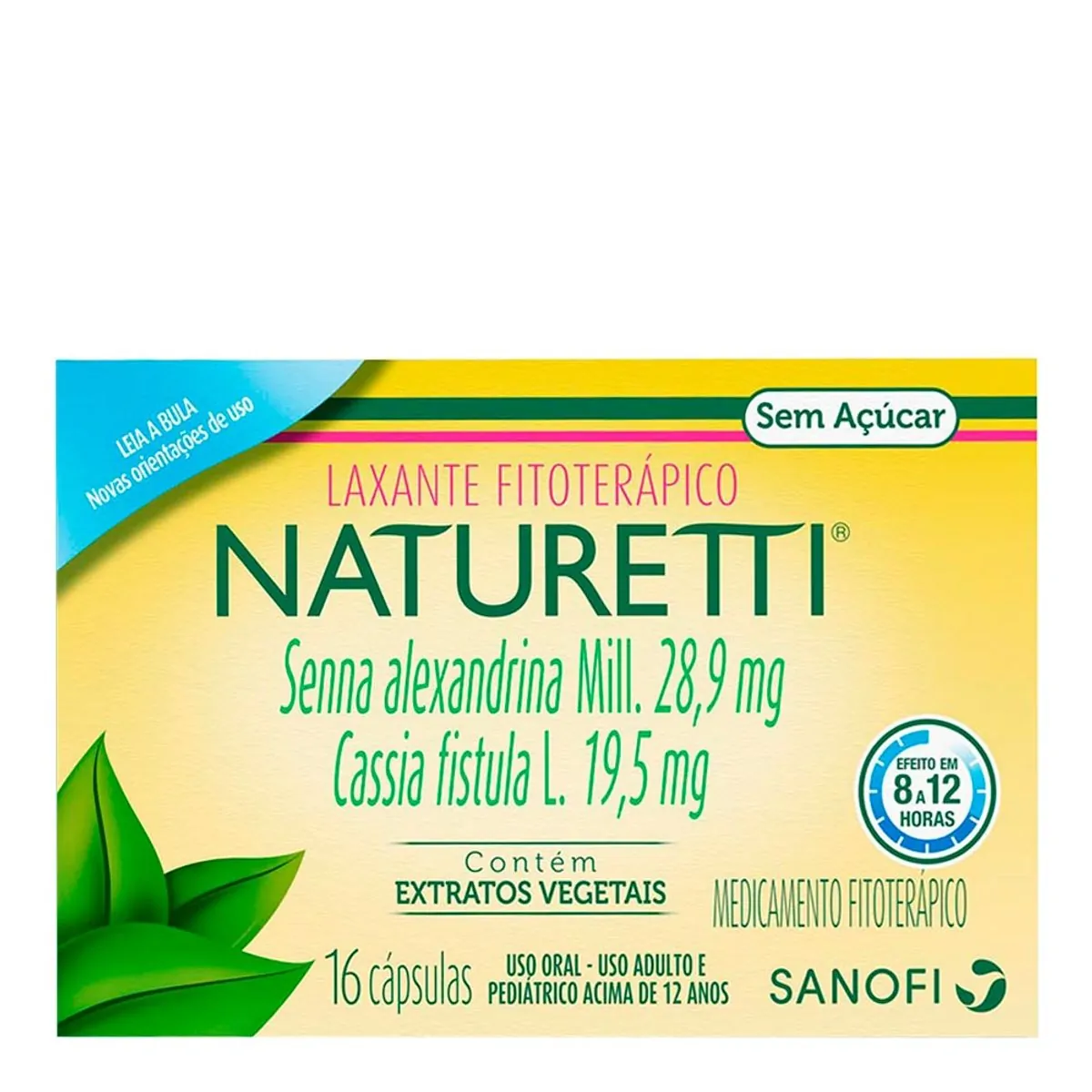 Laxante Fitoterápico Naturetti 28,9mg + 19,5mg 16 Cápsulas