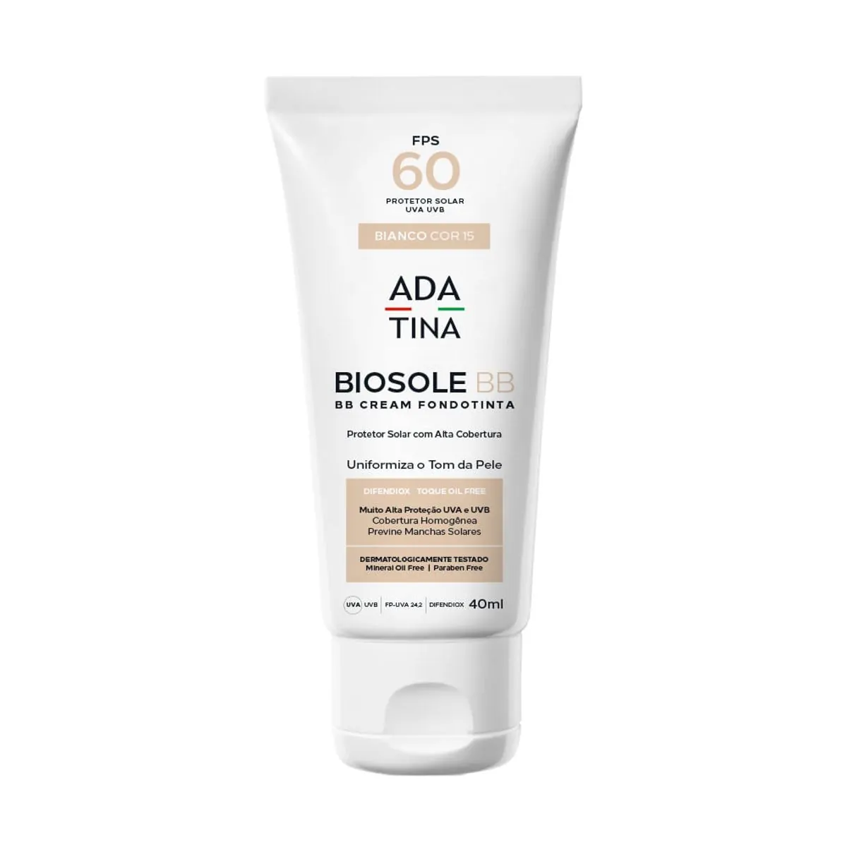 Protetor Solar Ada Tina Biosole BB Bianco FPS 60 40ml