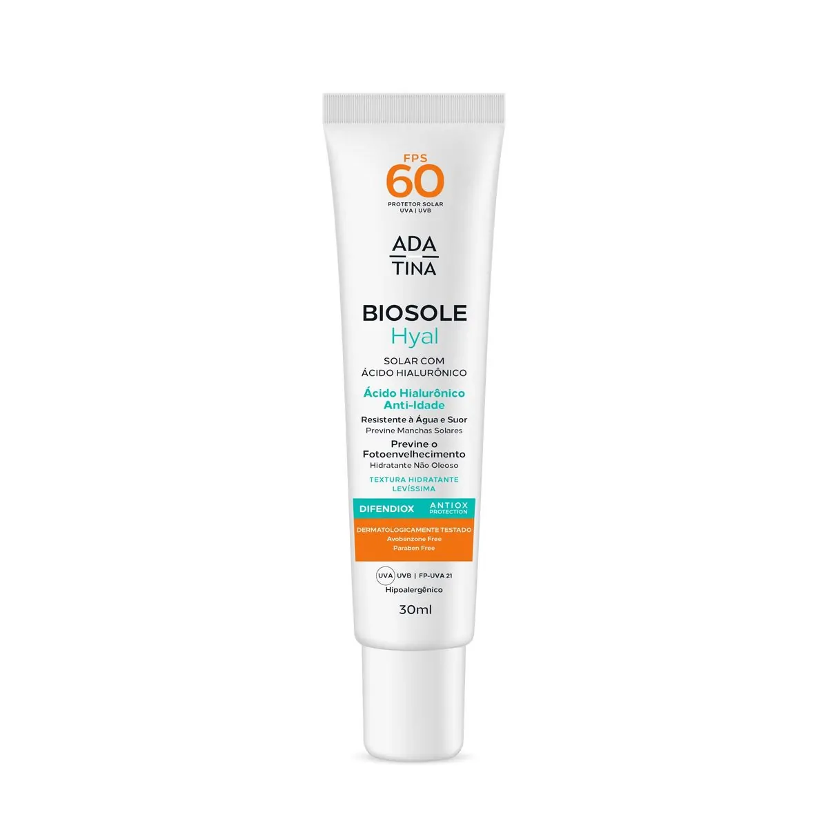 Protetor Solar Ada Tina Biosole Hyal FPS 60 30ml