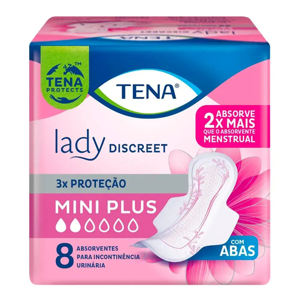 Absorvente Para Incontinência Urinária Tena Lady Discreet Mini Plus 8 Unidades