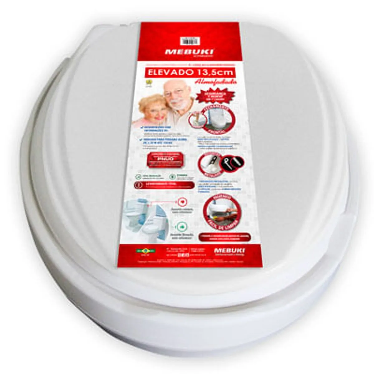 Assento Sanitário Oval Elevado Almofadado 13.5cm