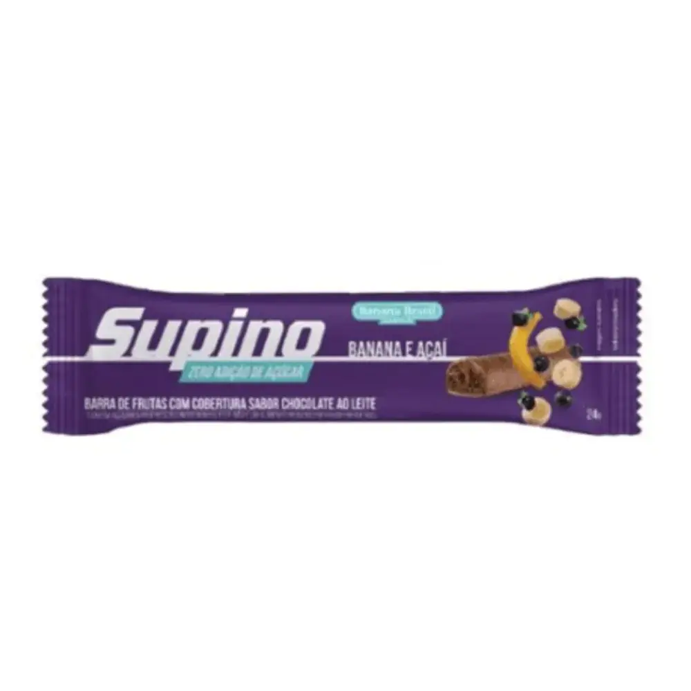Barra de frutas com cobertura de chocolate ao leite sabor Banana e açai 24g - Supino