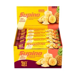 Barra de frutas com cobertura de chocolate sabor Banana e Abacaxi caixa com 20 unidades de 24g- Supi