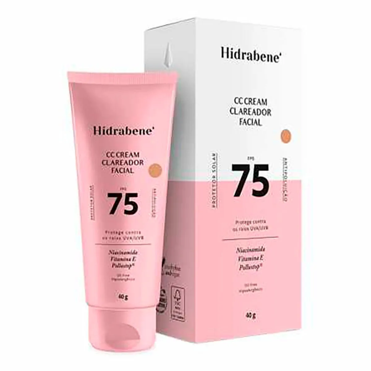 Protetor Solar Facial Hidrabene Clareador CC Cream FPS75 40g