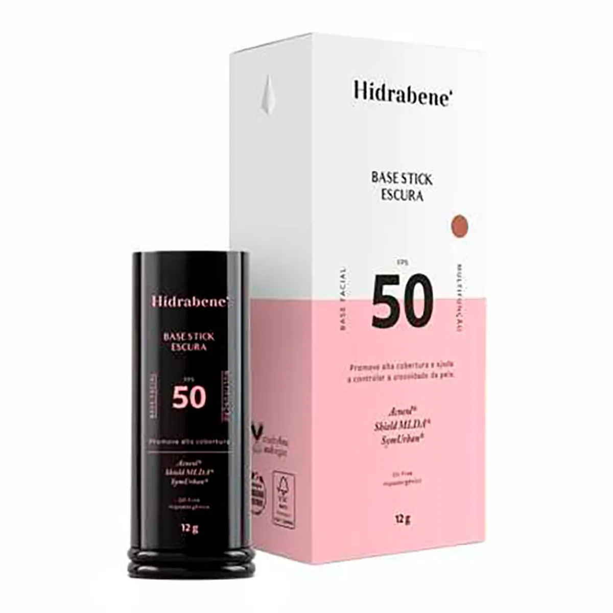 Base Facial Hidrabene Stick Cor Escura FPS50 12g